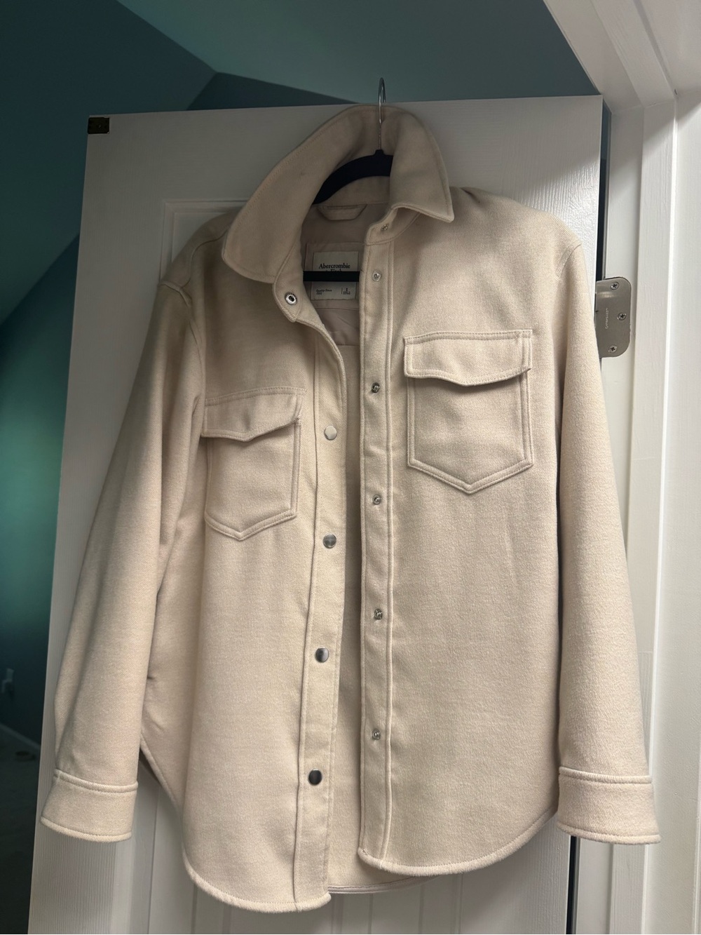 Abercrombie & Fitch Cream Utility Shacket Jacket